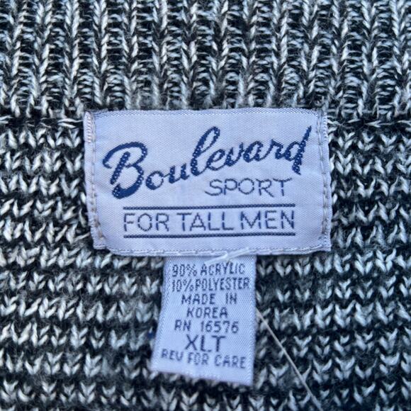 Vintage 90s Gray Black Diamond Argyle Grandpa Sweater Boulevard - Size XL Tall - Picture 3 of 4